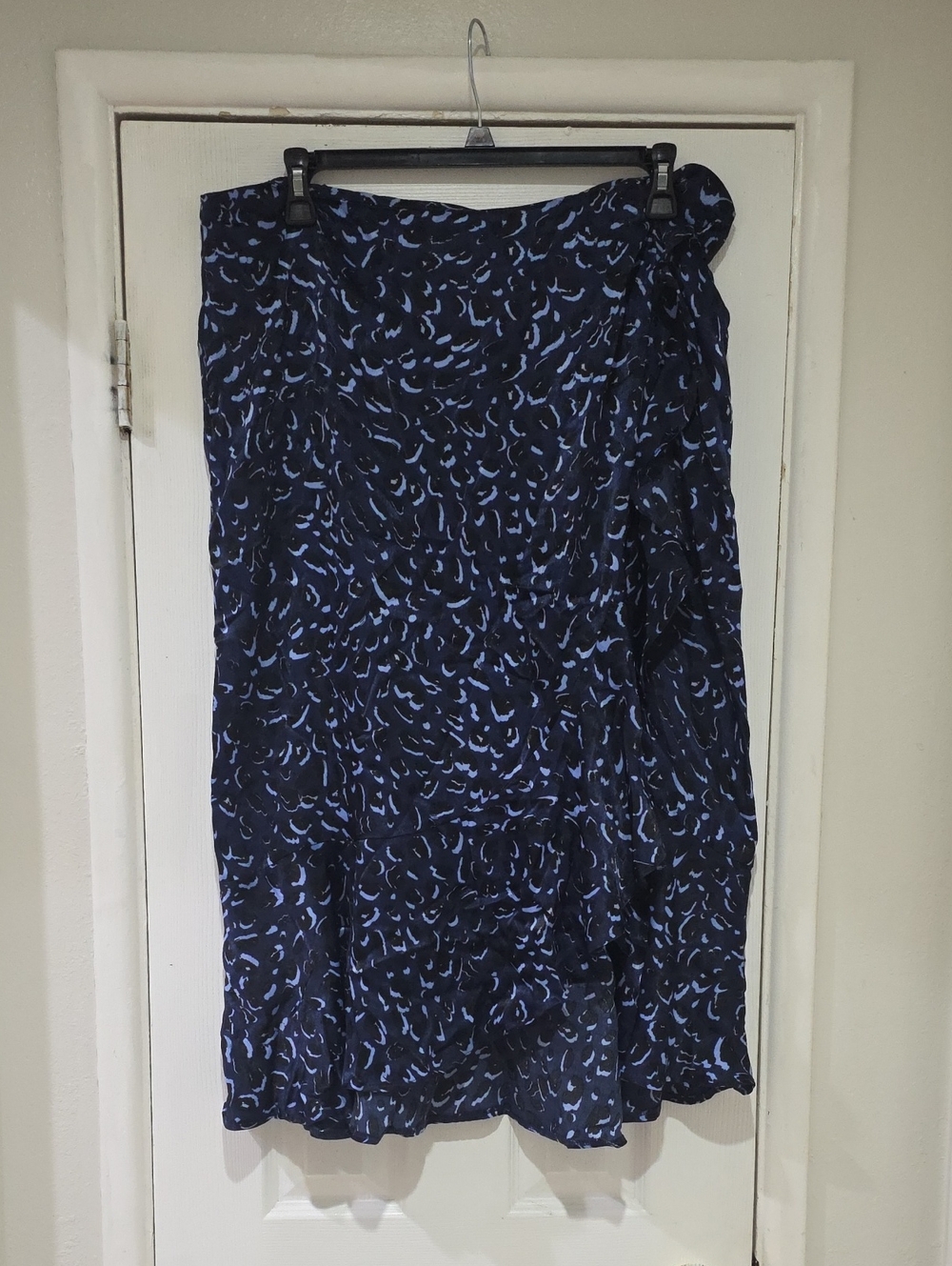 Eloquii Navy & Light Blue Printed Midi Skirt